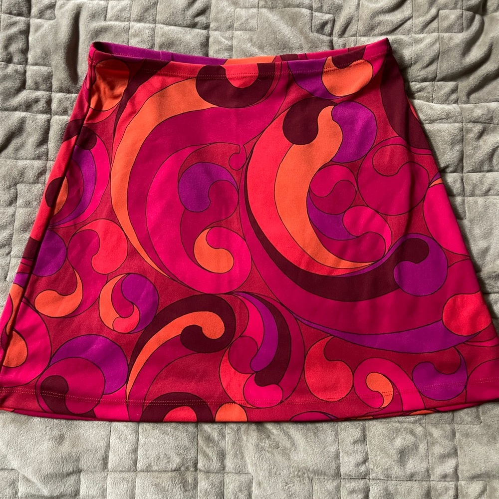 Express Y2K vintage Pink and Orange Swirl Mini Skirt